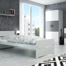 Interbeds Jednolôžková posteľ Bartek pre teenagerov 200x90 s matracom - biela