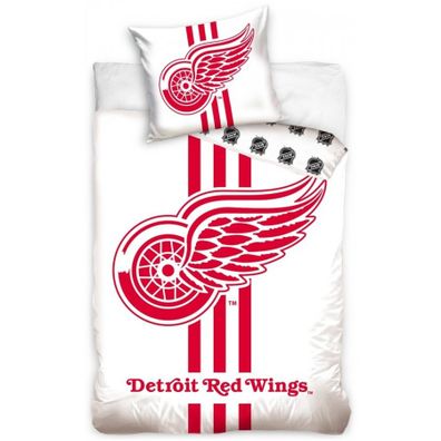 Hokejové posteľné obliečky NHL Detroit Red Wings - biele - 100% bavlna, perkál - 70 x 90 cm + 140 x 200 cm