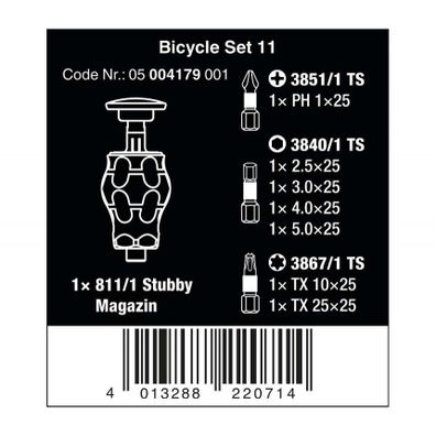 Wera 004179 Zásobník na bity pre bicykle 11 (sada 7 kusov)