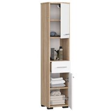 Kúpeľňová skrinka Fin 2D 1SZ 1W dub sonoma/biela