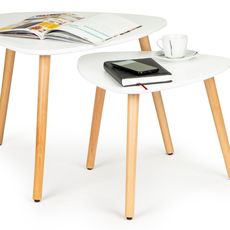 ModernHome Súprava 2 konferenčných stolíkov - škandinávska biela doska