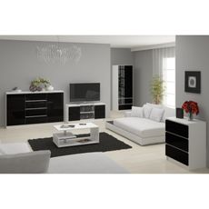 Komoda K120 6SZ CLP-lesklá čierna/biela
