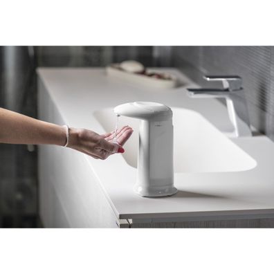 Biely bezdotykový plastový dávkovač mydla 350 ml Aqualine – Sapho