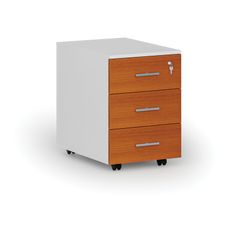 Kancelársky mobilný kontajner PRIMO WHITE, 3 zásuvky, biela/čerešňa