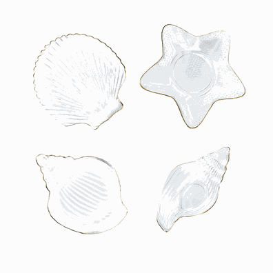 Servírovacie misky, set 4 ks, sklo, PURE SHELLS