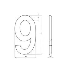 Číslica "9" 75mm bronz Bronz
