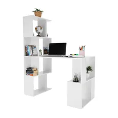 PC stôl s regálom, biela, FLOKI NEW