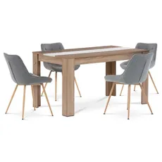Jedálenský set 1+4, stôl dub sonoma 138x80, stolička sivá
