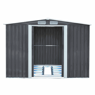 Plechový záhradný domček na náradie, sivá/biela, 2,6x3,1m, HAMAL TYP 3