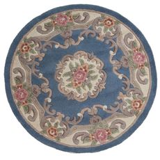 Flair Rugs Ručne všívaný kusový koberec Lotus premium Blue kruh - 120x120 (priemer) kruh cm