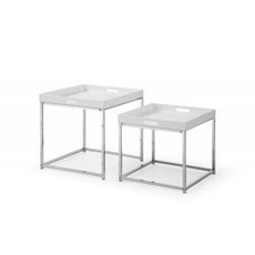 Estila Moderný set dvoch príručných stolíkov Elements so striebornou kovovou konštrukciou a s odnímateľným podnosom