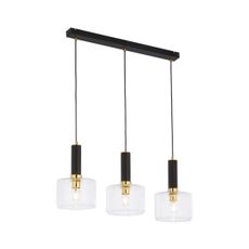 Jupiter 1848 - VA3 - Luster na lanku VANES 3xE27/60W/230V mosadz/čierna