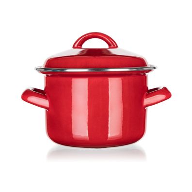 Banquet Smaltovaný hrniec s pokrievkou Milton red, 12 cm, 0,78 l, 12 cm