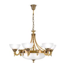 Orion LU 1689/6+3 - Luster na reťazi ROCCA 9xE27/60W/230V pr. 75 cm bronz/biela