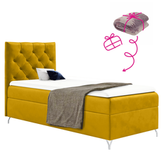 Boxspringová posteľ, 90x200, žltá látka Velvet, ľavá, GULIETTE + darček