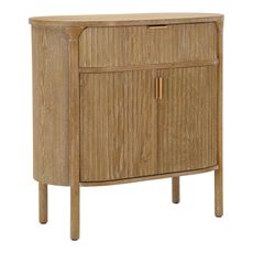 Estila Štýlový art deco hnedý oválny dvojdverový príborník Meer so zlatými úchytkami s výraznou drážkovanou štruktúrou 82 cm