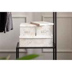Béžové kartónové úložné boxy v súprave 3 ks s vekom/dekoratívne 31x47x15,5 cm Inge Paper Laminate – Bigso