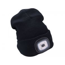čiapka s čelovkou 4x45lm, USB nabíjanie, čierna, univerzálna veľkosť