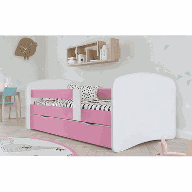 Posteľ s roštom a úložným priestorom 80x160, biela/ružová, COCOLINO