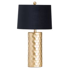 Estila Art-deco lampa Alminar II so zlatým reliéfnym podstavcom a čiernym zamatovým tienidlom 62cm