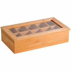 Kesper 58901 Organizér na čaje bambus, 10 priehradiek, 36 x 20 x 9 cm