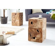Estila Vidiecky masívny príručný stolík Vezelay z teakového dreva 30cm