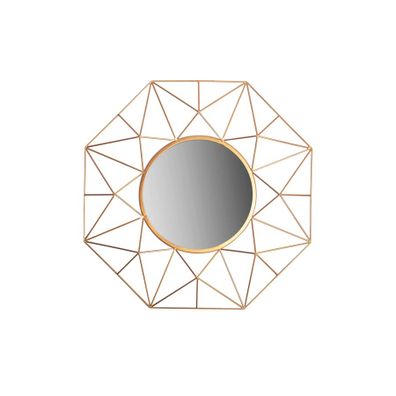 Estila Štýlové art deco nástenné okrúhle zrkadlo Diamont so zlatým rámom s diamantovým vzorom 80 cm