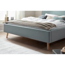 Modrosivá čalúnená dvojlôžková posteľ s úložným priestorom s roštom 160x200 cm Frieda – Meise Möbel