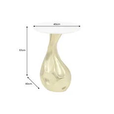 Príručný stolík TEAR 60cm zlatobiely mramor
