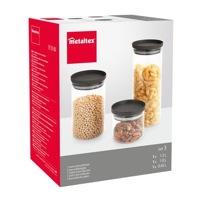 Sklenené dózy na potraviny v súprave 3 ks – Metaltex