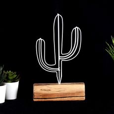 Hanah Home Kovová dekorácia Cactus Mini 24 cm biela