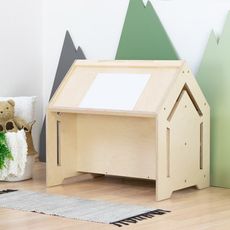 Benlemi Detský domčekový stolík na kreslenie CREATIVE Zvoľte farbu korpusu: Nelakovaná, Zvoľte farbu plôch: Nelakovaná
