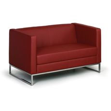 Kožená sedacia súprava CUBE, dvojmiestna, červená