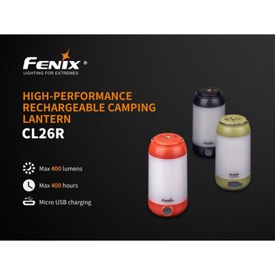 Fenix CL26RRED - LED Prenosná nabíhacia lampa LED/USB IP66 400 lm 400 h oranžová