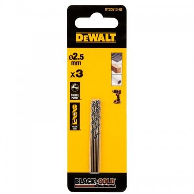 Vrták do kovu 2,5 mm / 3ks HSS-G Black