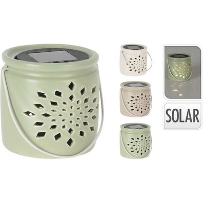 Solárny lampáš Darena sivá, 9,2 x 9 x 11 cm, porcelán