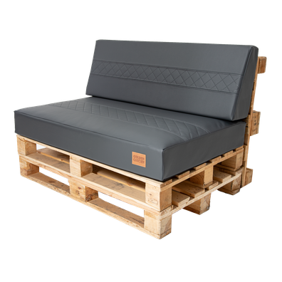 Golden Garden Paletové sedenie GG16 - Podsedáky a Vankúše 3ks × 120/80/15 + 3ks x 120cm/40cm/20/10cm – ekokoža sivá