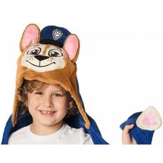 Detská / chlapčenská deka s kapucňou Tlapková patrola - Paw Patrol - motív Chase - Coral fleece 230 g/m² - 110 x 140 cm