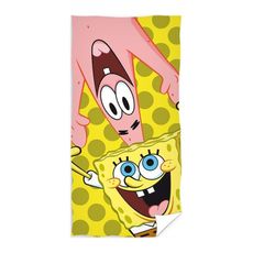 Detská plážová osuška SpongeBob a Patrik - 100% bavlna, froté s gramážou 300 gr./m2 - 70 x 140 cm