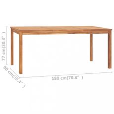 Záhradný jedálenský stôl teak Dekorhome 180x90x77 cm