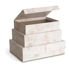 Béžové kartónové úložné boxy v súprave 3 ks s vekom/dekoratívne 42,5x29,5x13 cm Kian Paper Laminate – Bigso