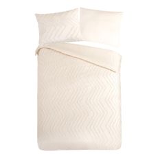 Krémové predĺžené obliečky na jednolôžko z mikrovlákna 140x220 cm Pure Zigzag – Good Morning