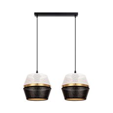Luster na lanku PARIS 2xE27/60W/230V biela/čierna/zlatá
