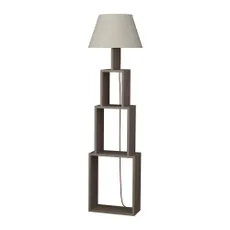Voľne stojacia lampa so svetlosivým tienidlom Homitis Tower