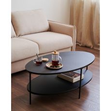 Čierny konferenčný stolík so sklenenou doskou 65x110 cm Fideia – Kave Home