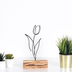 Hanah Home Kovová dekorácia Tulipán 30 cm čierna
