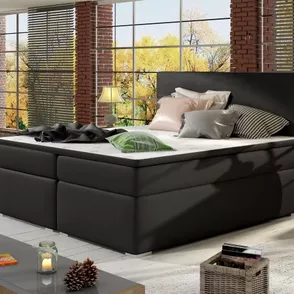 Posteľ Boxspring Divalia 200 x 180, čierna (koženka - bd 05)