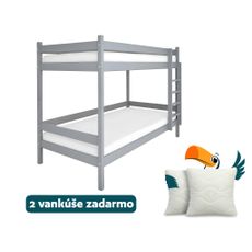 Wilsondo Poschodová posteľ s roštom Paulína 90x200 - sivá