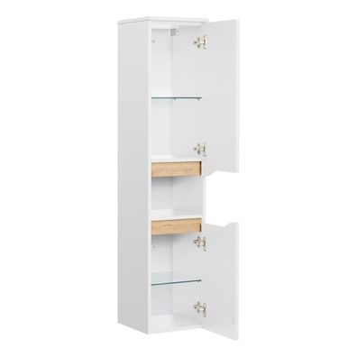 Biela vysoká závesná kúpeľňová skrinka 30x141 cm Set 857 – Pelipal