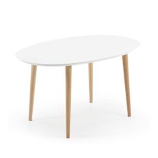 Biely rozkladací jedálenský stôl s bielou doskou 90x140 cm Oqui – Kave Home
